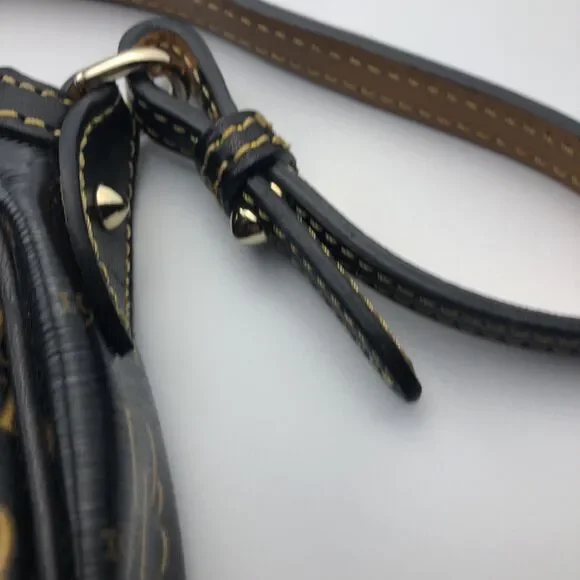 DOONEY & BOURKE 1975 Signature Purse DB Handbag black and gold with red lining - Picture 4 of 13